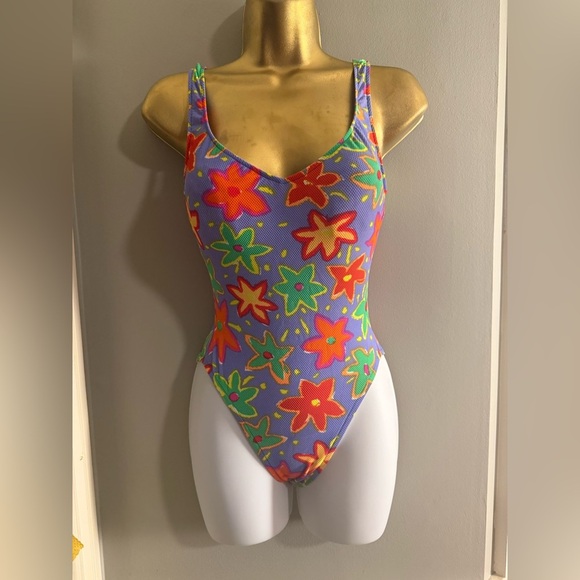 Red and Purple One Piece Swimsuit with Cover up Skirt - Picture 2 of 11